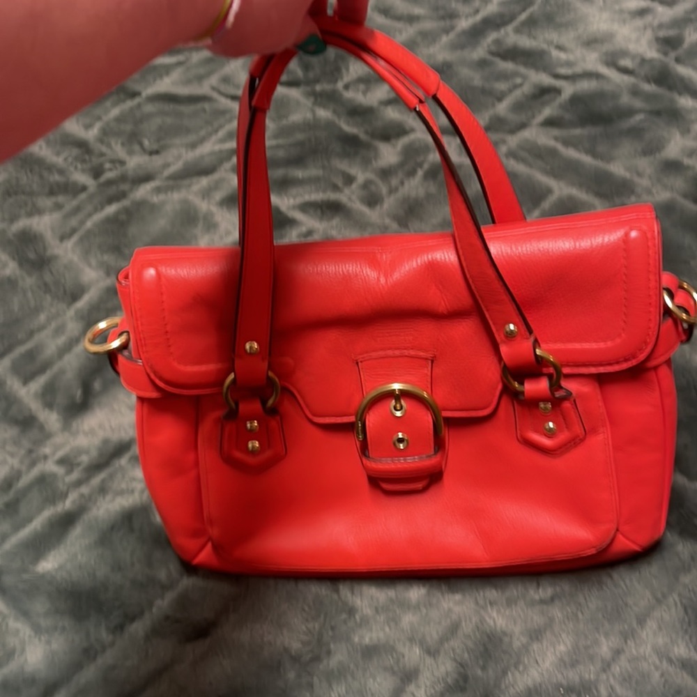 Genuine Leather Coral Coach Bag - Picture 3 of 8